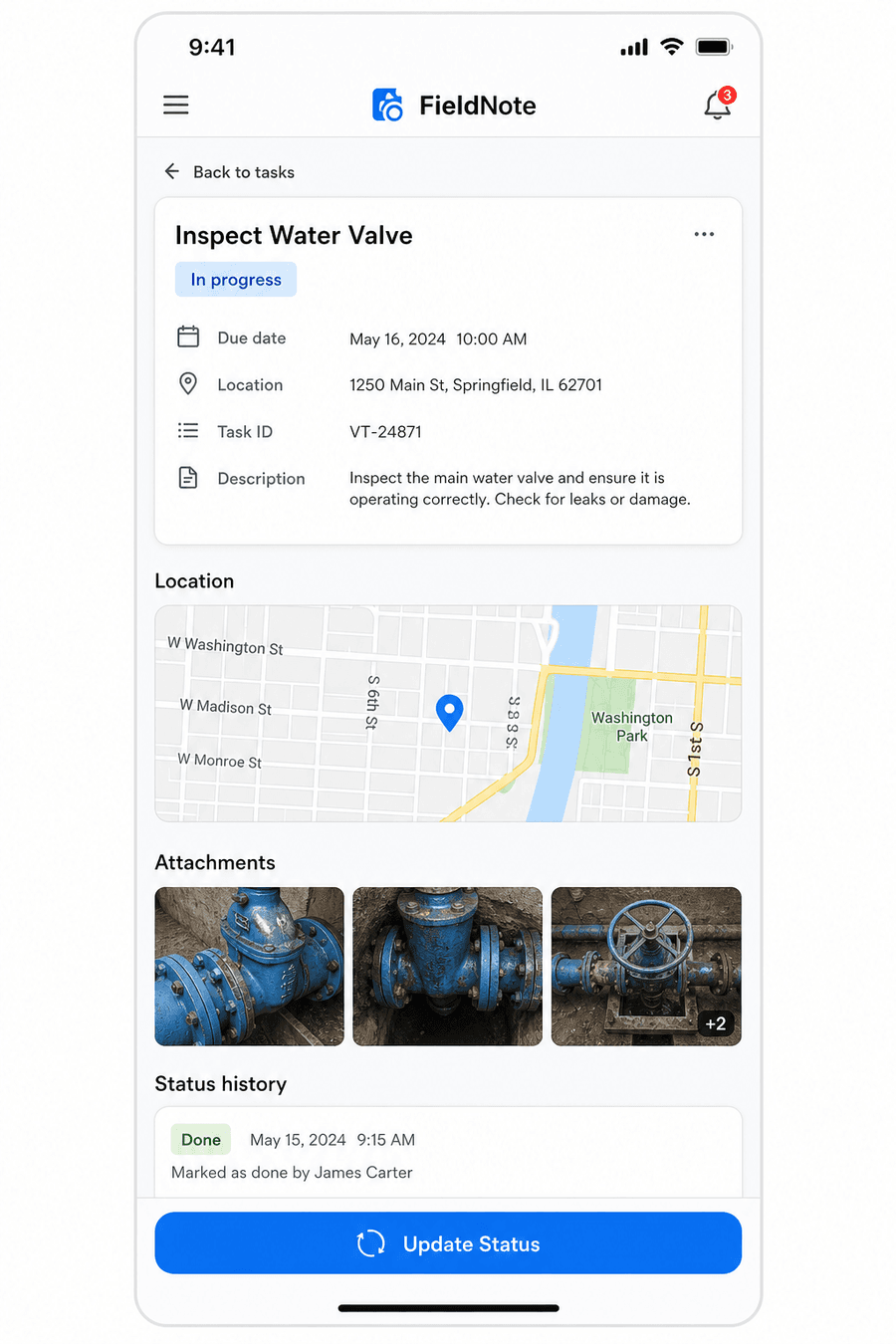 FieldNote field operations product screenshot